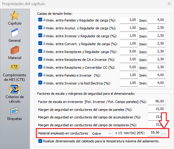 Propiedades del capítulo