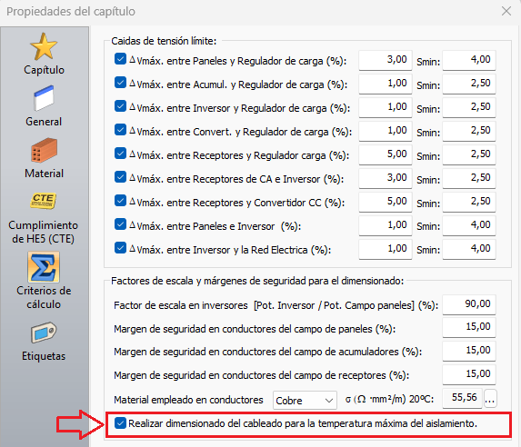 Propiedades del capítulo