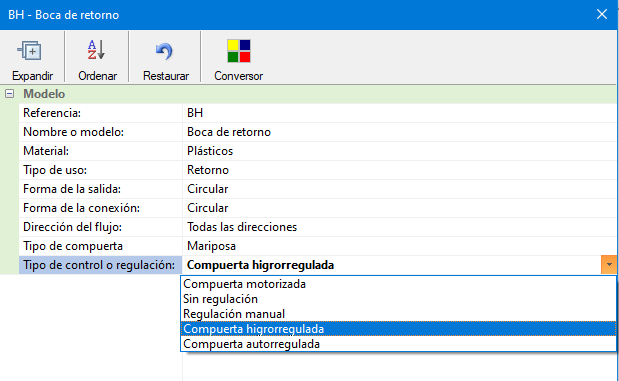 Base de datos - bocas de retorno