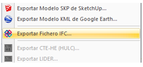 Menú "Exportar IFC"