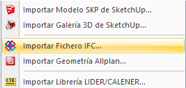 Menú "Importar IFC"