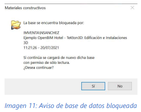 Aviso de base de datos bloqueada