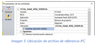 Ubicación del archivo de referencia de IFC