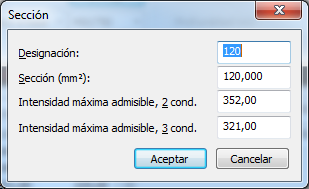 Sección e Intensidades máximas admisibles