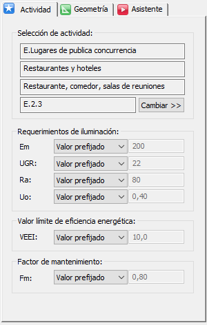 Requerimientos de iluminación de un recinto