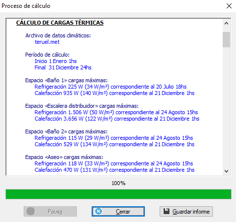 Proceso cálculo cargas térmicas