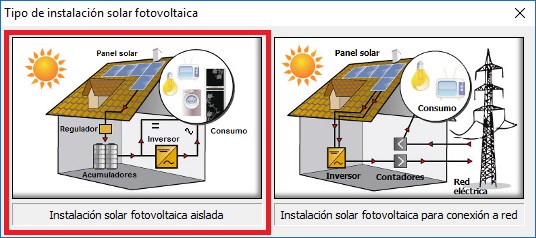 Asistente fotovoltaica solar aislada
