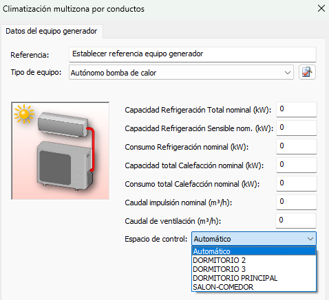 Seleccionar espacio control