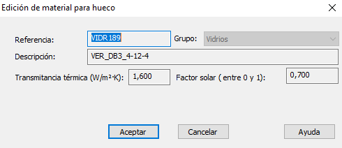 Edición de material para hueco