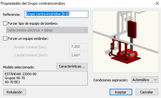 Propiedades Grupo simular curva bombeo