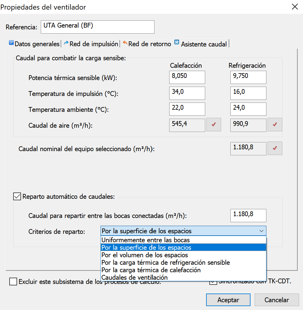 Asistente caudales ventilador