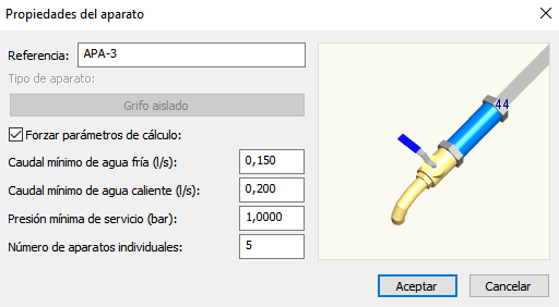 Insertar aparato con valores forzados