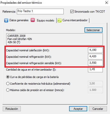 Capacidad trmica del equipo