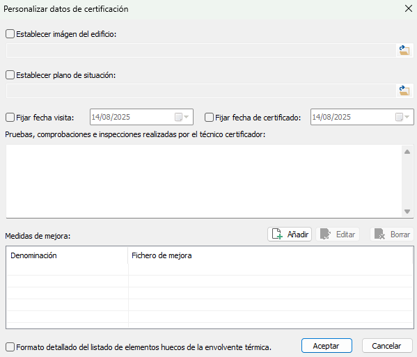 Personalizar certificación